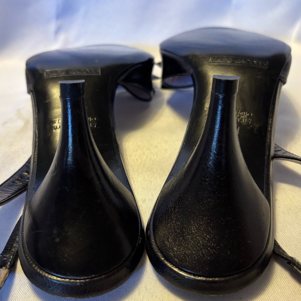 Marc Jacobs Leather Bow Accent Sling Back Sandals Black Women’s Size 7.5 - Picture 8 of 10